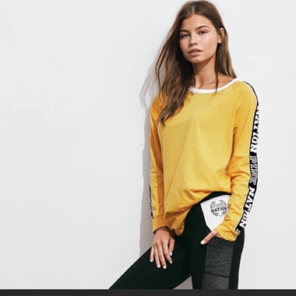 PINK - yellow long sleeve tee